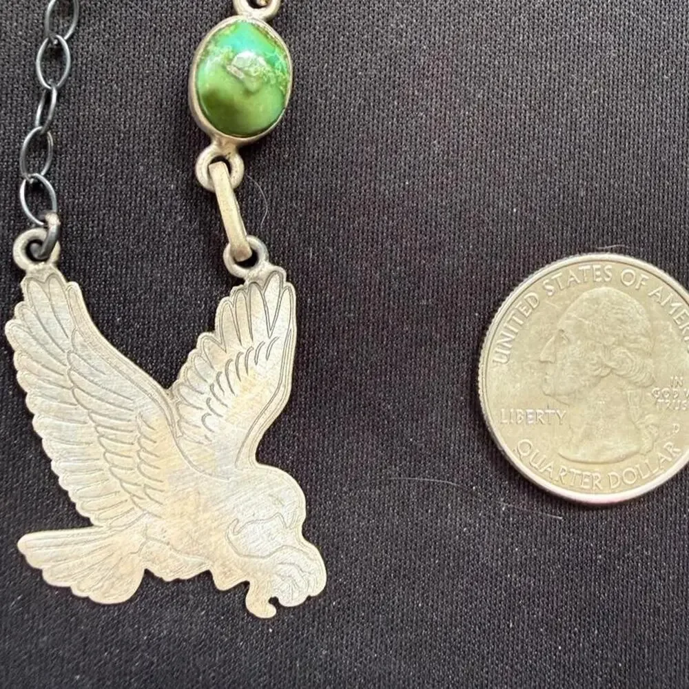 Sterling silver eagle necklace with Sonoran gold